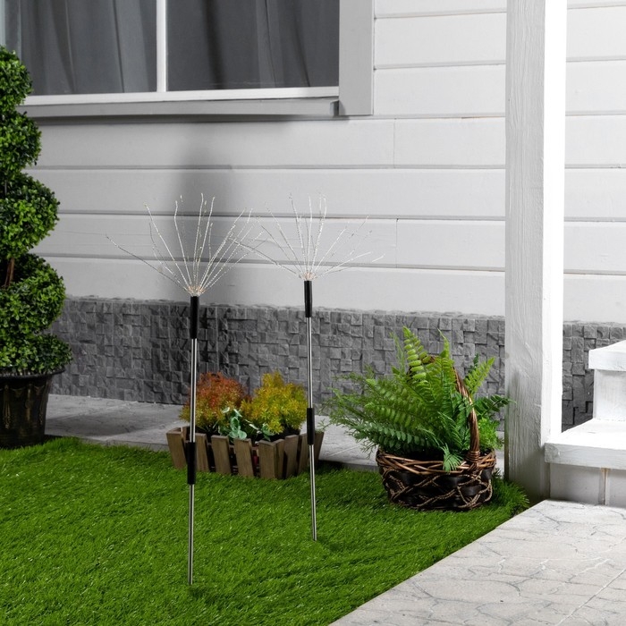 Садовый светильник на солнечной батарее &laquo;Одуванчики&raquo; 2 шт., 78 см, 160 LED, свечение мульти