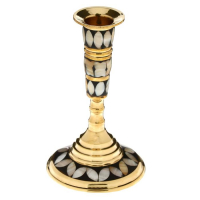 Подсвечник "Зебра" латунь, перламутр 8х8х13 см