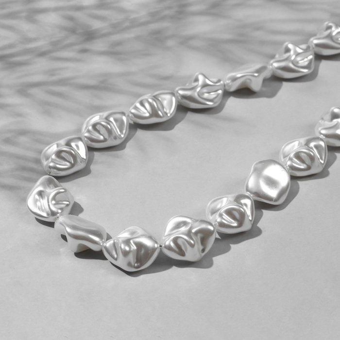 Бусины пластиковые на нити &laquo;Жемчуг&raquo; 1,9&times;1,6&times;1 см, (набор 70 шт.), цвет белый