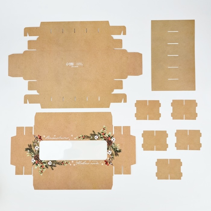 Коробка складная под 12 конфет &laquo;Новогодняя ботаника&raquo;, 3.8 х 10.5 х 26.5 см, Новый год