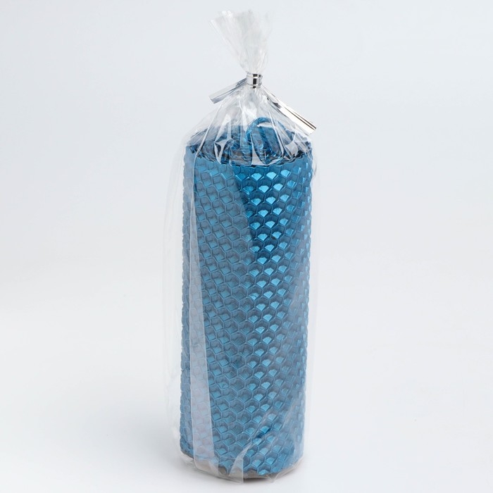 Свеча из вощины, 4,5х4,5х12,5 см, синий металлик