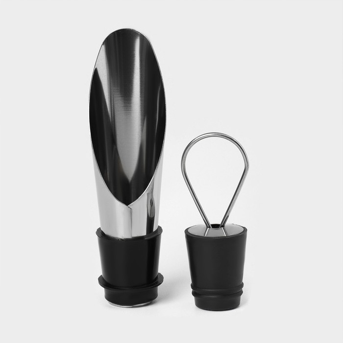 Набор для вина в кейсе Доляна &laquo;Бутылка&raquo;, 5 предметов: пробка, кольцо, каплеуловитель, штопор, нож для срезания фольги