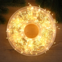 Гирлянда «Мишура» 50 м роса, IP44, серебристая нить, 1500 LED, 8 режимов, свечение тёплое белое, 36 В Гирлянда «Мишура» 50 м роса, IP44, серебристая нить, 1500 LED, 8 режимов, свечение тёплое белое, 36 В