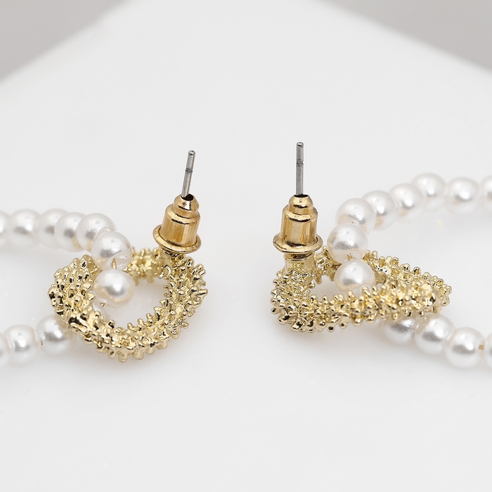 Серьги с жемчугом &laquo;Бусина&raquo; переплетение чувств, цвет золото