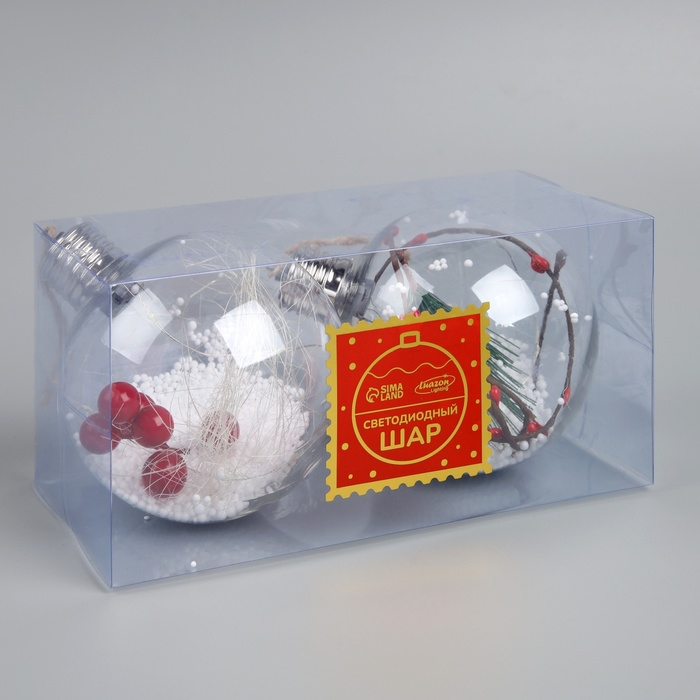 Набор ёлочных шаров «Веточки и шишки» 2 шт., батарейки, 5 LED, свечение белое Набор ёлочных шаров «Веточки и шишки» 2 шт., батарейки, 5 LED, свечение белое