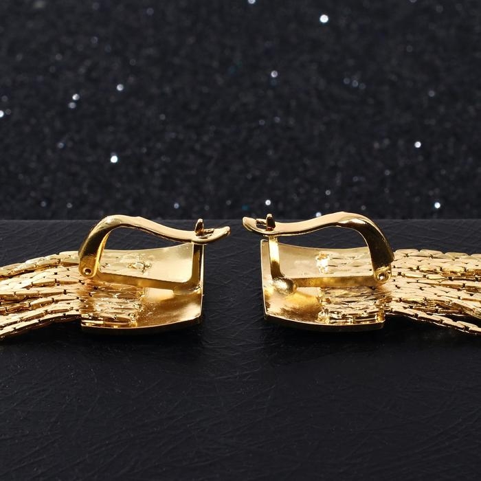 Серьги висячие &laquo;Голливуд&raquo; квадрат и нити, цвет золото, 6,5см