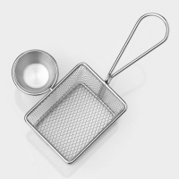 Корзинка для картофеля фри Доляна &laquo;Лонгфилд&raquo;, 10&times;8&times;7,5 см, с соусником d=5 см, цвет серебристый