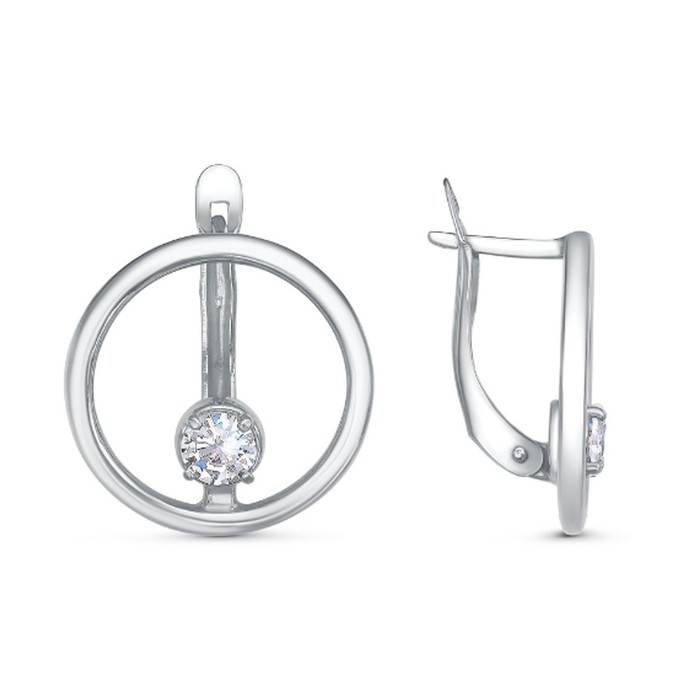 Серьги «Окружность», посеребрение с оксидированием, цвет белый Серьги «Окружность», посеребрение с оксидированием, цвет белый