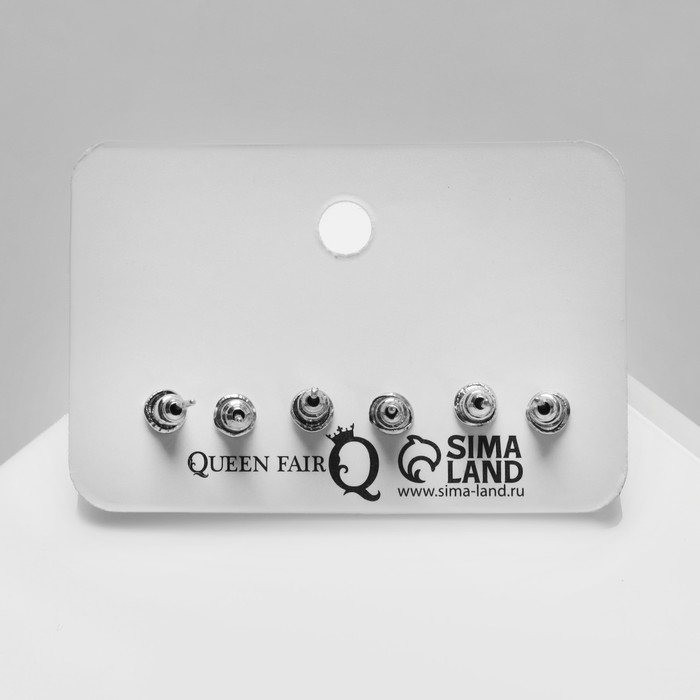 Пусеты 3 пары &laquo;Летние истории&raquo; панда, цвет чёрно-белый в серебре