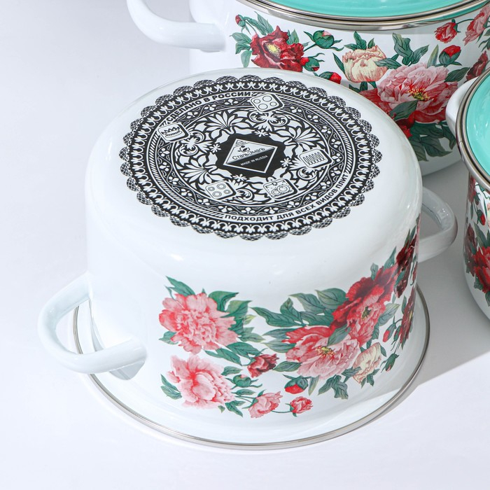 Набор кастрюль &laquo;Армель&raquo;, 3 предмета: 2 л, 3 л, 4 л, эмалированные крышки, индукция