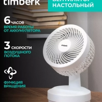 Настольный вентилятор T-DF422, с аккумулятором, USB-зарядка Настольный вентилятор T-DF422, с аккумулятором, USB-зарядка