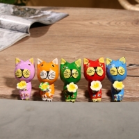 Сувенир интерьерный "Кошечки" дерево (набор 5 штук)