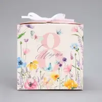 Коробка подарочная складная, упаковка, &laquo;С 8 Марта, нежные цветы&raquo;, 12 х 12 х 12 см