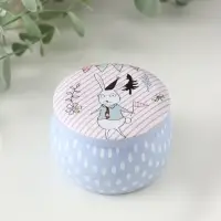 Шкатулка металл круглая "Нарисованные кролики" 7х7х5 см