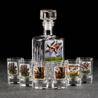 Набор питьевой &laquo;Охота-рыбалка&raquo;, 7 предметов: графин 500 мл, стопка 50 мл, 6 шт, в чемоданчике