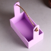 Кашпо деревянное 25.5×15×30 см "Аром", ручка канат, Сиреневый Кашпо деревянное 25.5×15×30 см "Аром", ручка канат, Сиреневый