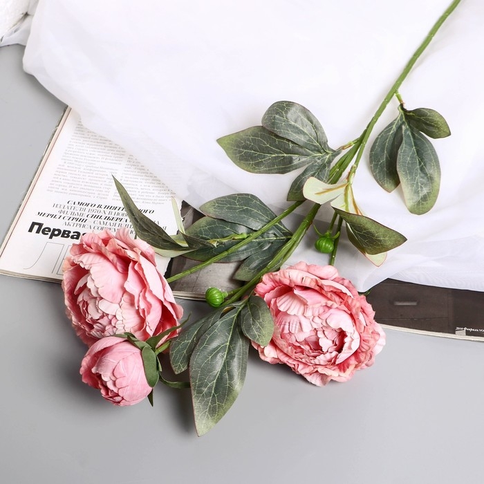 Цветы искусственные Цветы искусственные "Пион Эльза" d-10 см 64 см, розовый