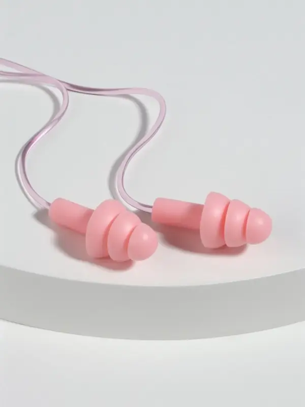 Беруши на шнурке, 3&times;1.5 см, в футляре, фасовка 10 шт., силиконовые, розовые