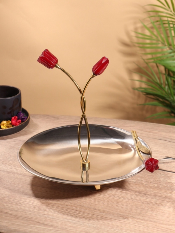 Подставка для пирожных "Три тюльпана" нержавеющая сталь 25,5х24х28 см