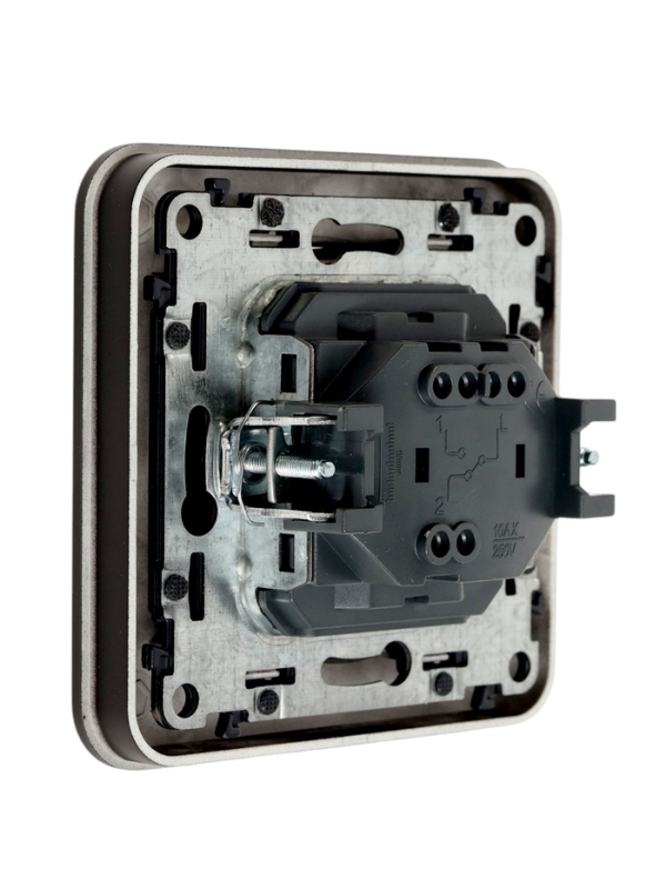 Выключатель, серия "Circular", 10 А, 1 кл., с подсветкой, скрытый, черный