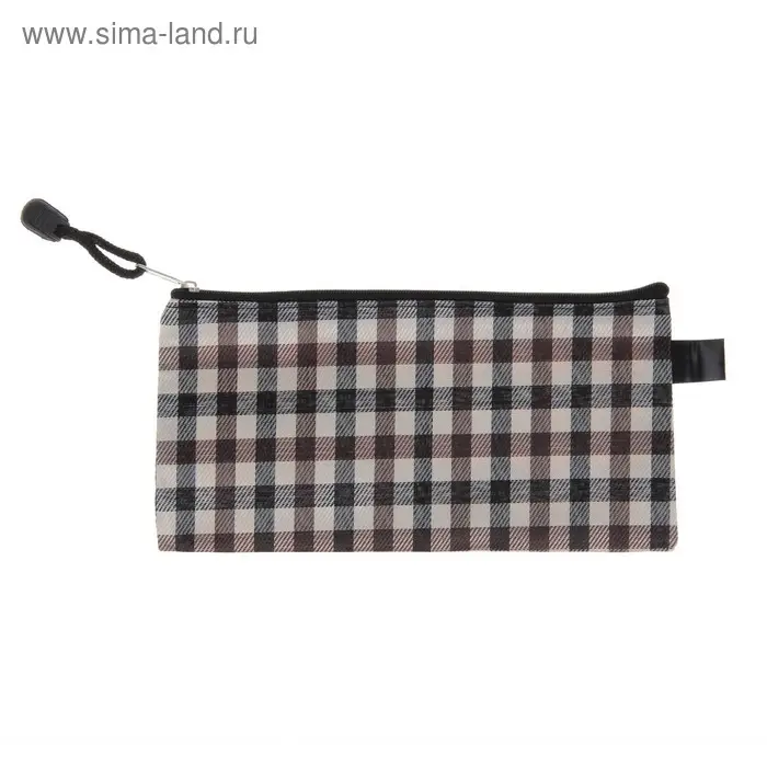 Папка-конверт "Шотландка" А65, на молнии, МИКС