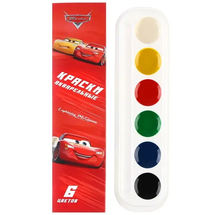 Акварель медовая &laquo;Тачки&raquo;, 6 цветов в картонной коробке, без кисти