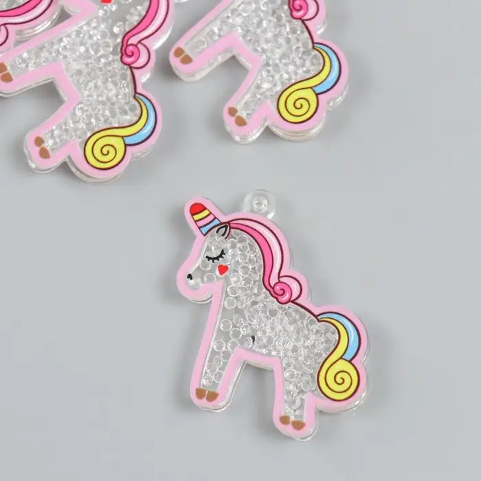 Шейкер для творчества акрил "Единорожек" с бисером 0,5х5х5 см