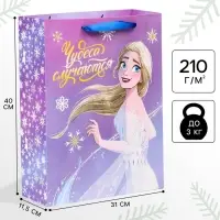 Пакет подарочный новогодний, 31х40х11.5 см, упаковка, Холодное сердце