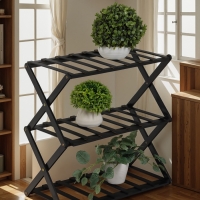 Подставка для цветов Greengo, 3 полки, 50 &times; 25 &times; 46 см, напольная, бамбук, чёрная