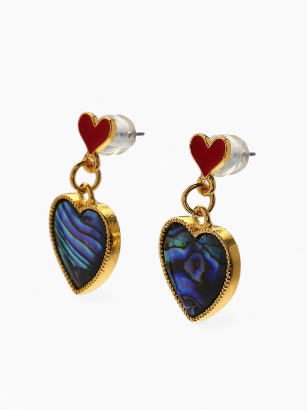 Серьги &laquo;Галиотис&raquo; сердце, цвет зелёный в золоте