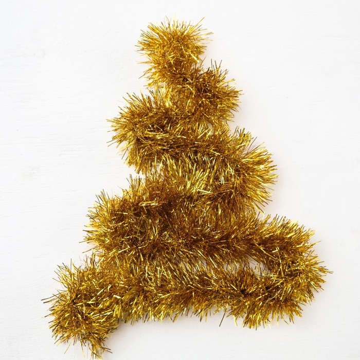 Гирлянда &laquo;Мишура&raquo; 1 м роса, IP20, золотистая нить, 22 LED, 6 слоёв, d=7 см, батарейки CR2032х2 (в комплекте), свечение тёплое белое