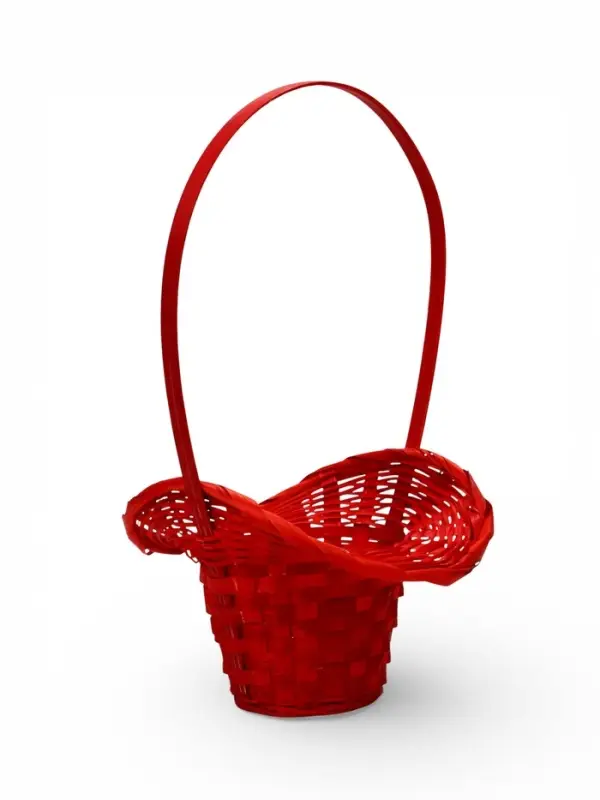 Корзина плетеная 21 х 18 х 14 см, ручка h=15 см, красный "шляпа"