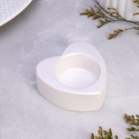 Подсвечник "Сердце малое. Мрамор" из гипса,7х3см,белый перламутр