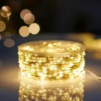 Гирлянда &laquo;Нить&raquo; 200 м роса, IP44, серебристая нить. 2000 LED, пульт, 36 В, свечение тёплое белое