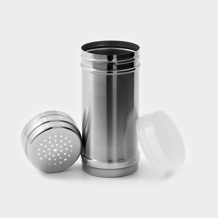 Баночка для сахарной пудры и корицы, 400 мл, нерржавеющая сталь, серебристая