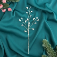 Новогодняя ветка декоративная &laquo;Зимнее волшебство. Хрустальная сказка&raquo;, пластик, 25 см, капелька