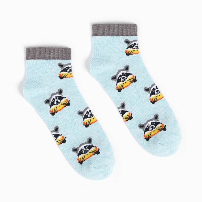 Носки женские "Еноты с арбузом", цвет голубой, размер 38-40