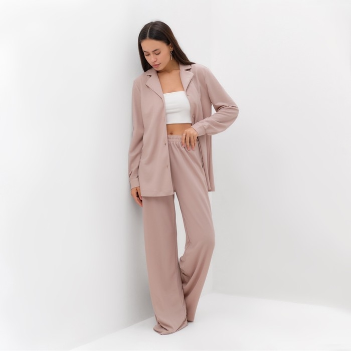 Комплект женский (рубашка, брюки, топ) KAFTAN Комплект женский (рубашка, брюки, топ) KAFTAN "Base" размер 42, пудровый