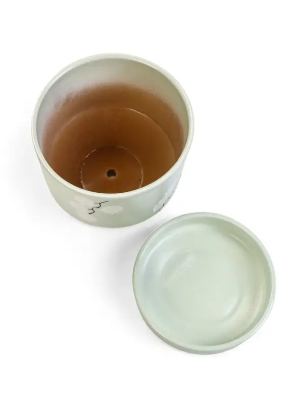 Горшок цветочный с поддоном 3,4 л, керамика "Листья" (М)