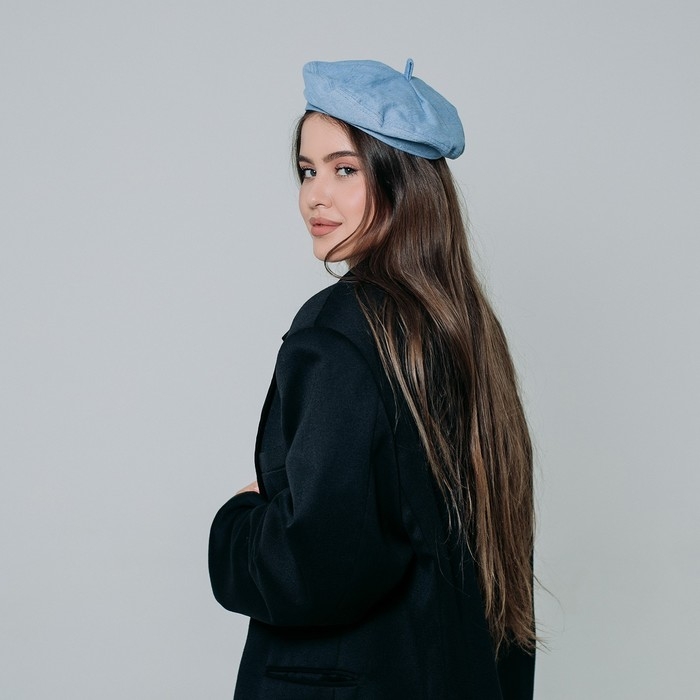 Берет джинсовый, р-р 56см