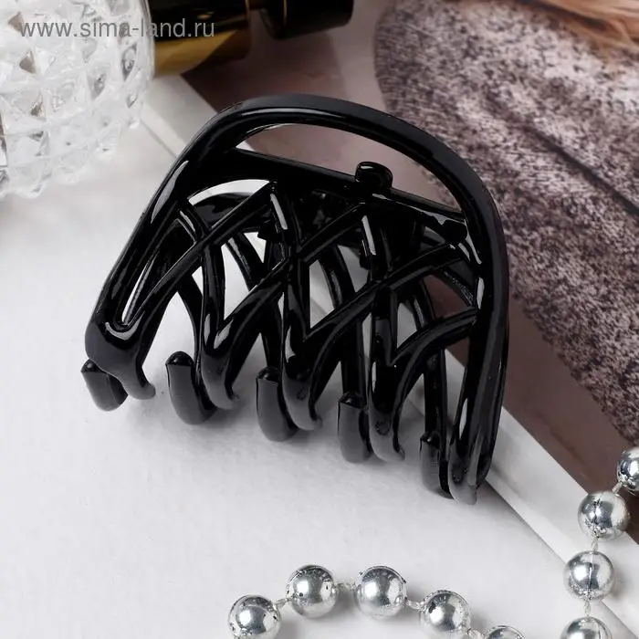 Крабик для волос &laquo;Глянец&raquo;, ромбы, 5.7 см, чёрный