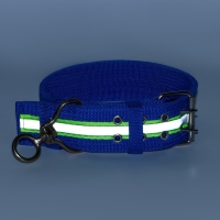 Ошейник четырехслойный светоотражающий с вертлюгом, 71 х 5 см, ОШ 55-65 см, синий