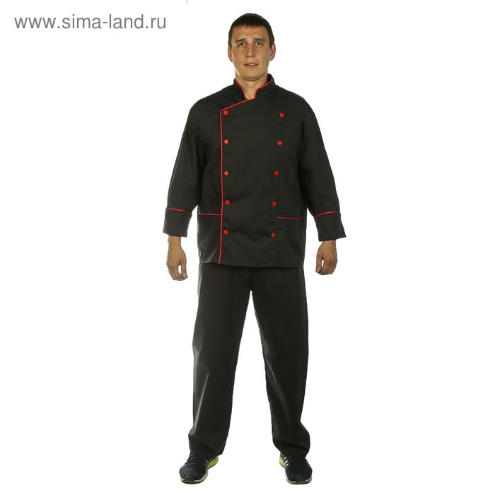 Костюм шеф-повара гладкокрашенный, тиси, р. 44-46, цвет чёрный Костюм шеф-повара гладкокрашенный, тиси, р. 44-46, цвет чёрный
