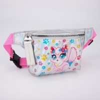 Сумка детская поясная «Котёнок» на молнии, серебристая Сумка детская поясная «Котёнок» на молнии, серебристая