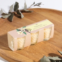 Свеча ароматическая в стакане (набор 3 шт) по 50 мл, 10 ч, 32 гр, ВАНИЛЬ