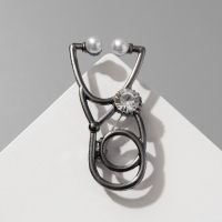 Брошь &laquo;Фонендоскоп&raquo; врача, в сером металле