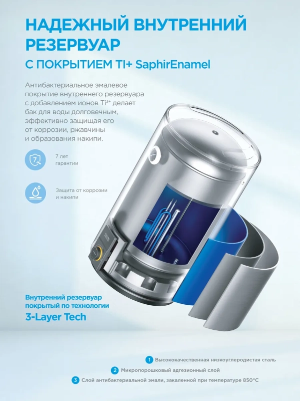 Накопительный водонагреватель MWH-3015-CVM, 30 л, белый