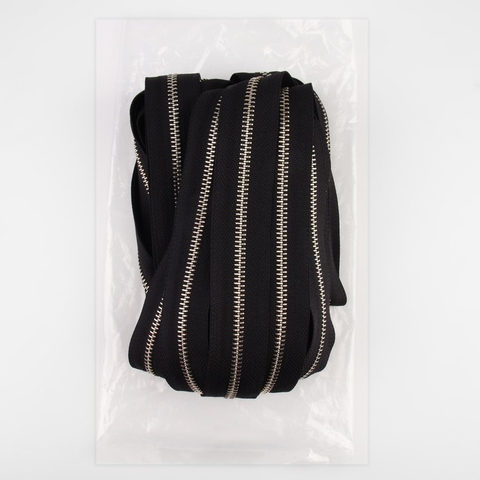 Молния рулонная металлическая, №5, 10 м, цвет чёрный/никель