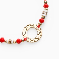 Браслет-оберег &laquo;Красная нить&raquo; женский, защита, кольцо, бело-красный в золоте, d=6