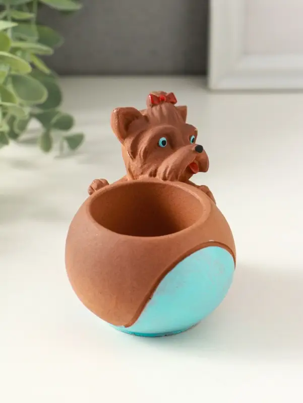 Подставка для мелочей &laquo;Собака с мячом&raquo; мультиколор, 8&times;10&times;6 см, гипс